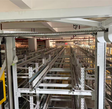 Automated high-density electronics warehouse using a Four-Way Pallet Shuttle System for pallet storage and retrieval